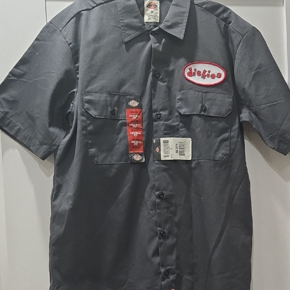 Dickies Men's Charcoal Button Down Shirt - Picture 2 of 4